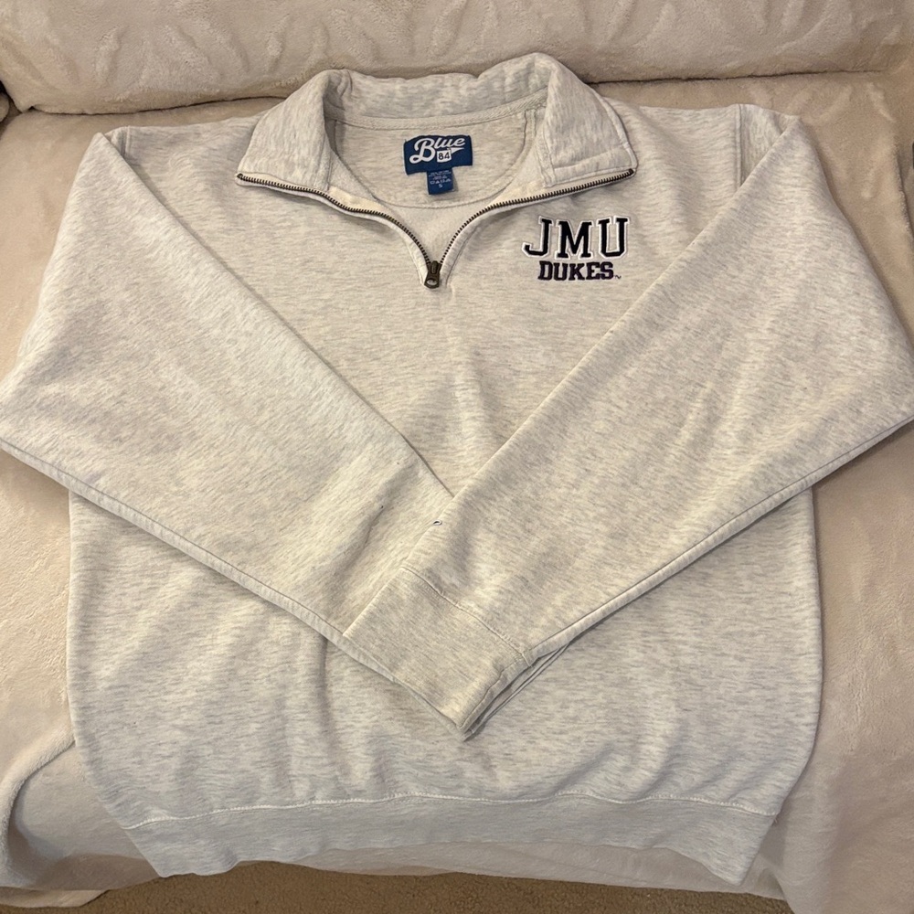 Blue 84 Women’s Light Gray JMU Dukes Zip-Up Sweater